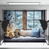 Lofaris Warm Zimmer Sofa Kerzenlicht Fröhlich Weihnachten Hintergrund